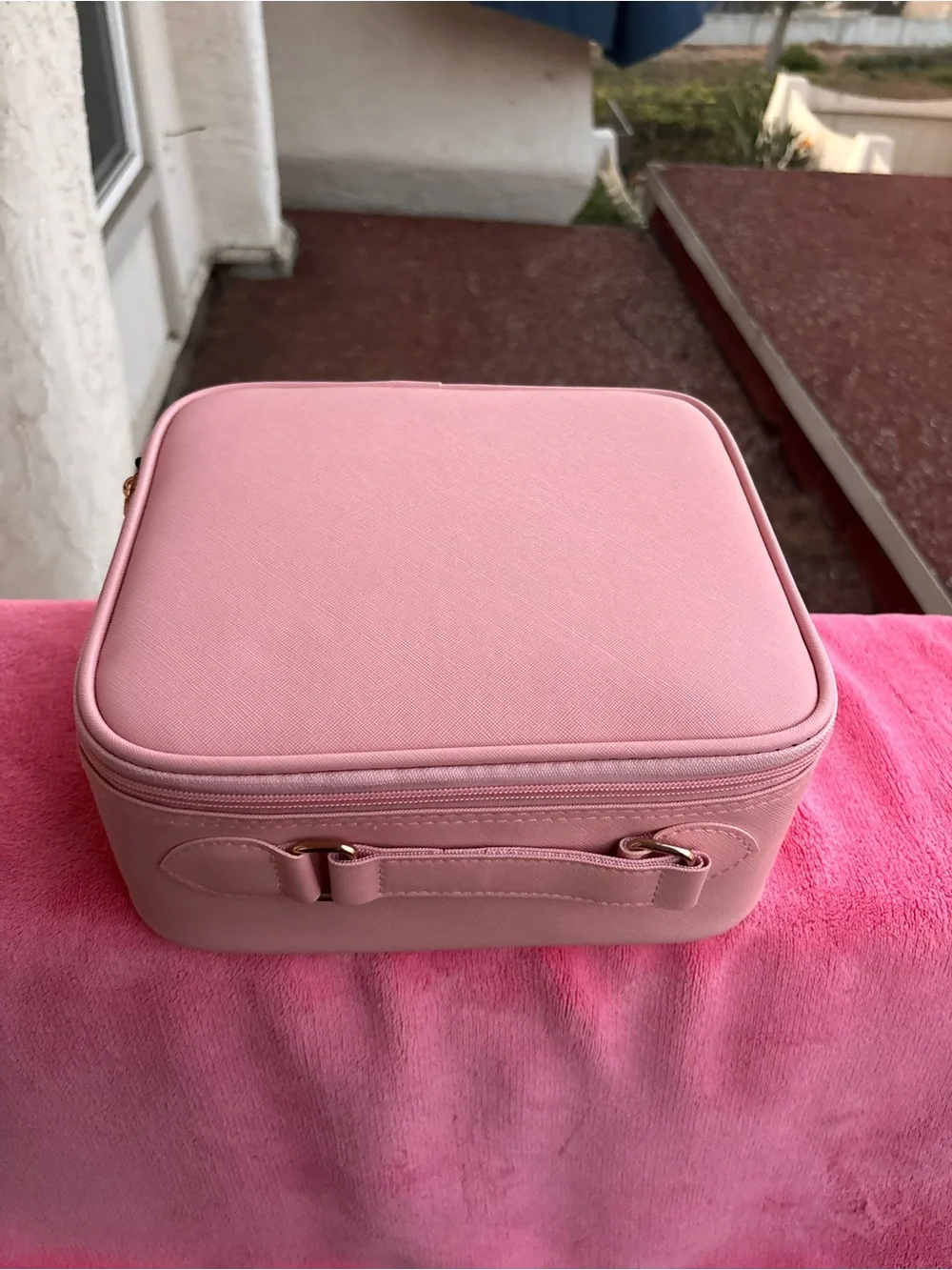 Umitec Pink Makeup Bag LED Lighted Mirror Travel Cosmetic Organizer